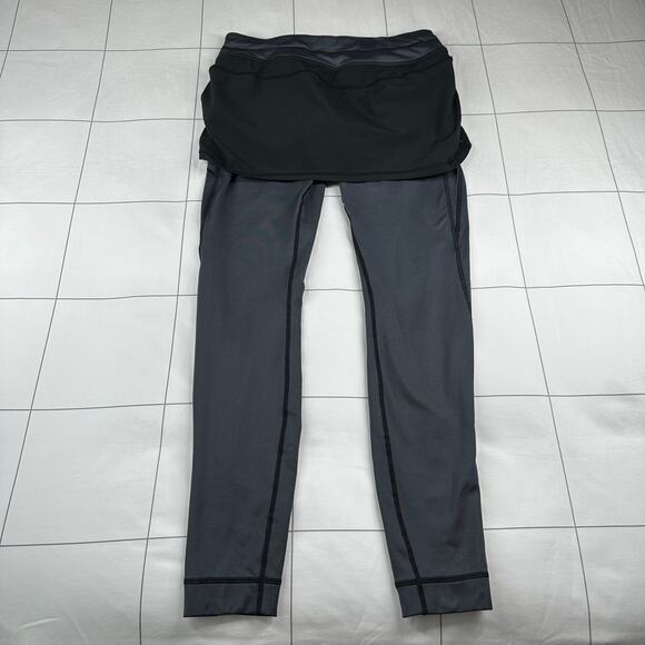 Athleta Leggings Womens Small Gray Black Fleece 2 in 1 Modest Athletic Hiking - Picture 1 of 8